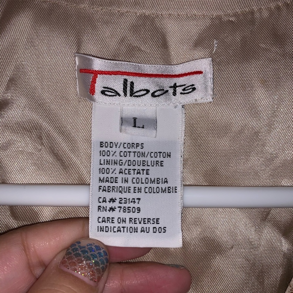 L Beige Patterned Button-Down Vest - image 2